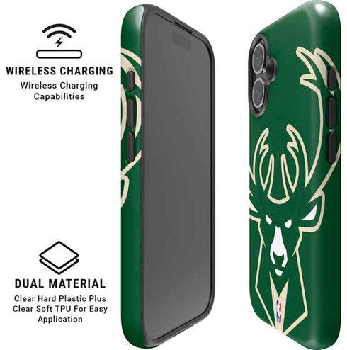 NBA Milwaukee Bucks Large Logo iPhone 16 Plus Magsafe Impact Case